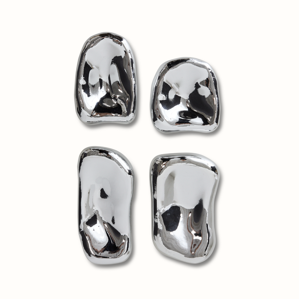 Glass Sculpture Chrome (set of 4)