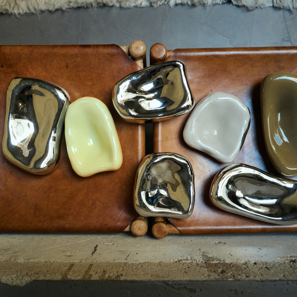 Glass Sculpture Chrome (set of 4)