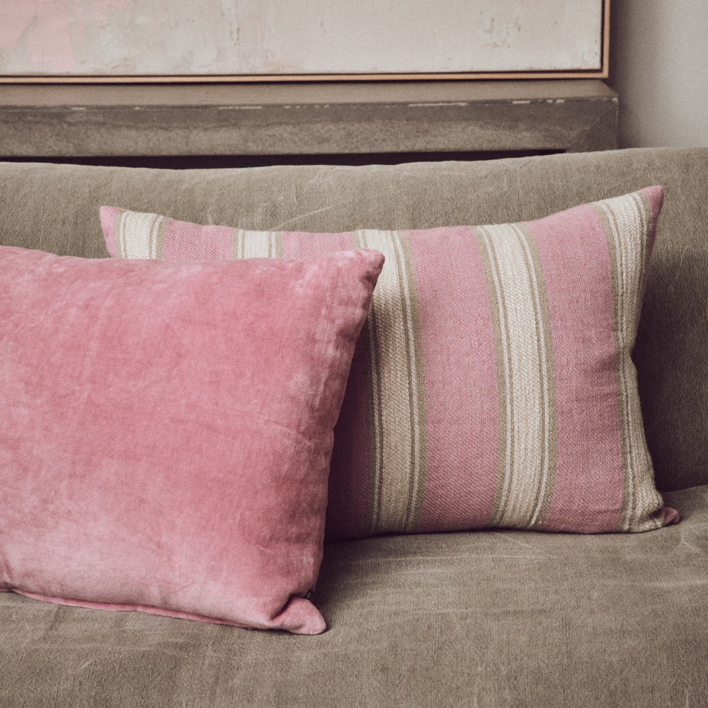 Woven Striped Cushion Blush