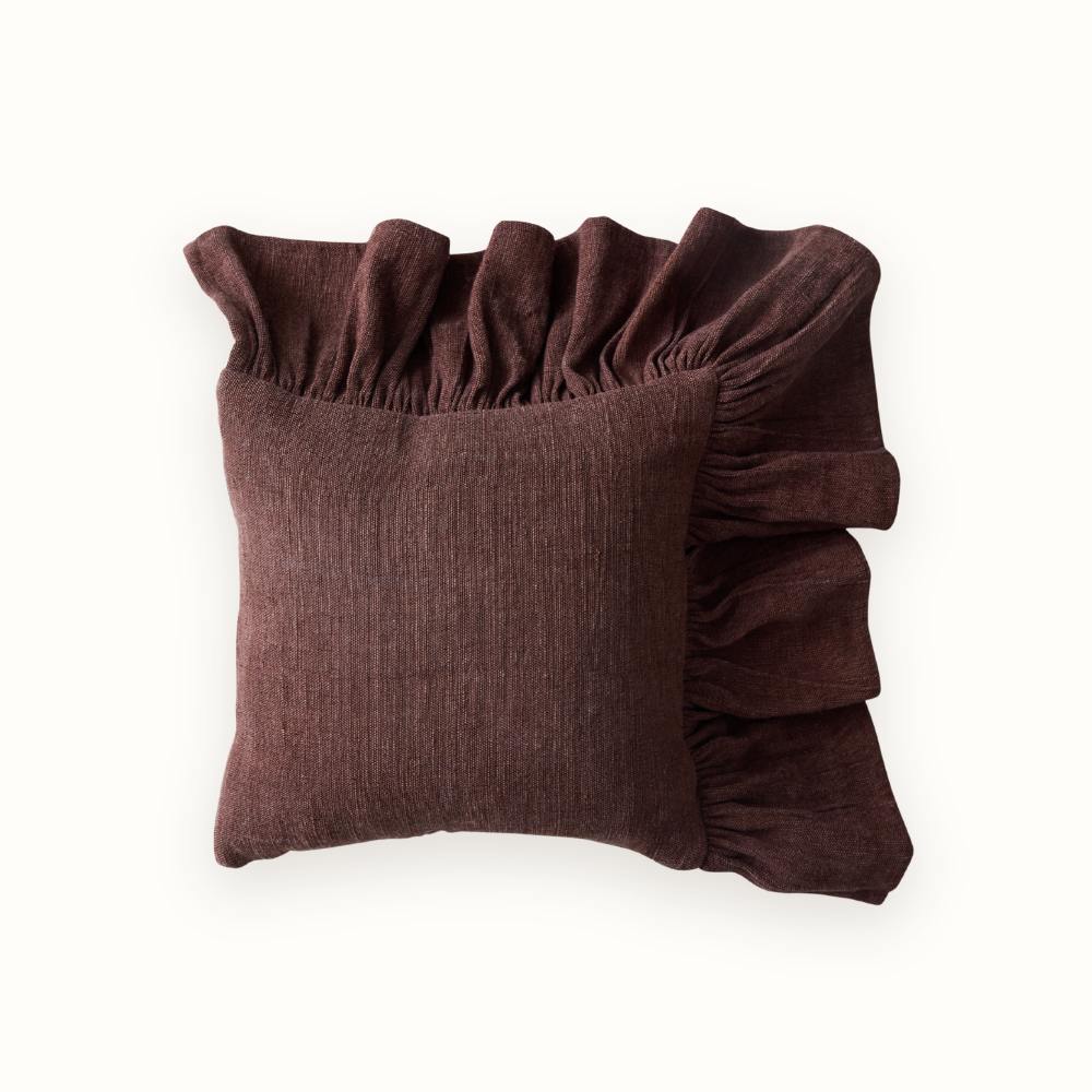 Ruffle Cushion Chestnut