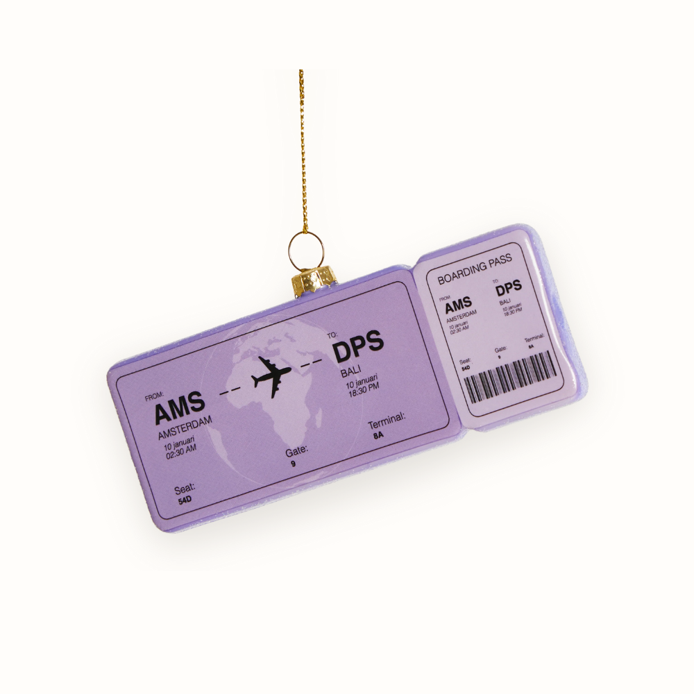 Boarding Pass Ornament Amsterdam - Bali