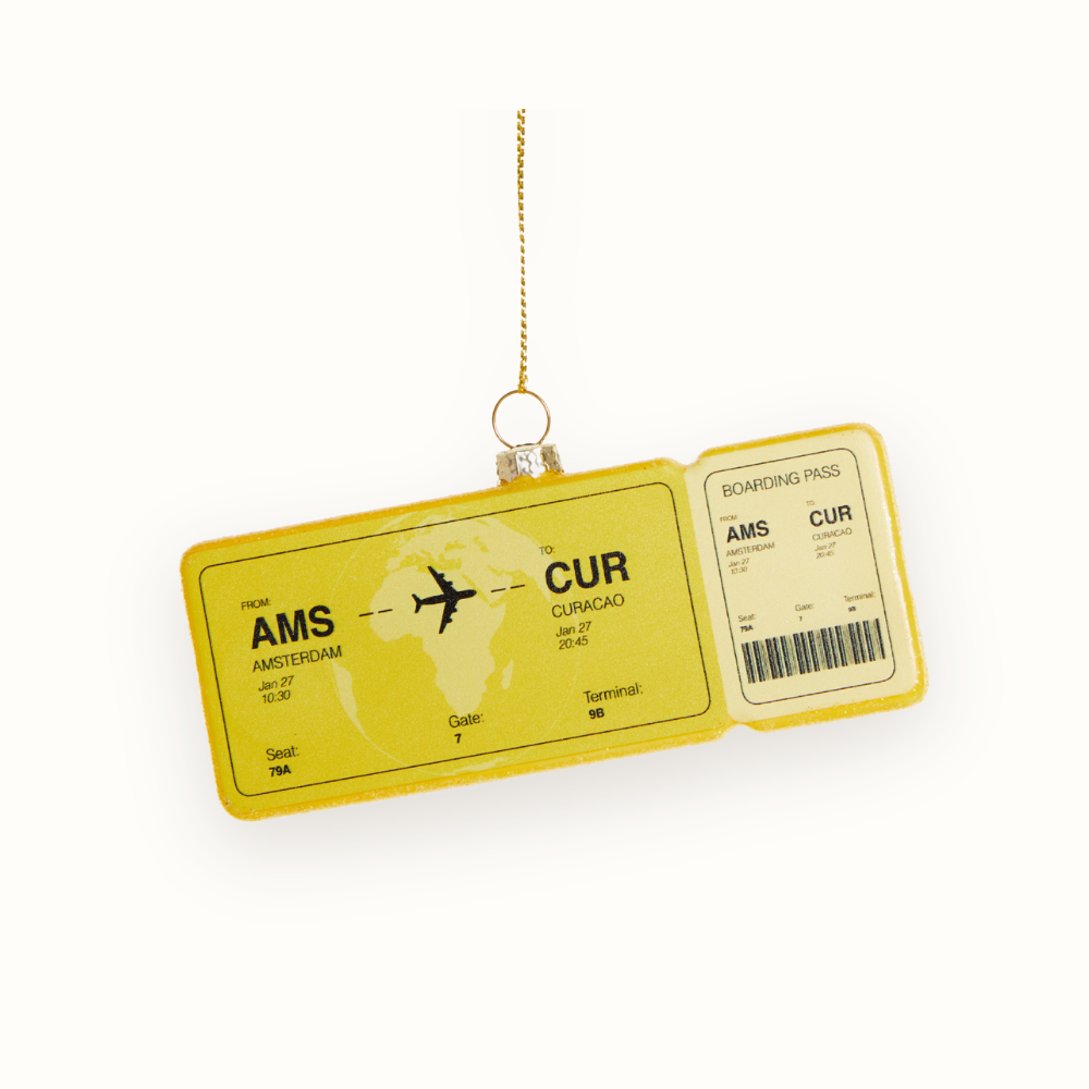 Boarding Pass Ornament Amsterdam - Curaçao