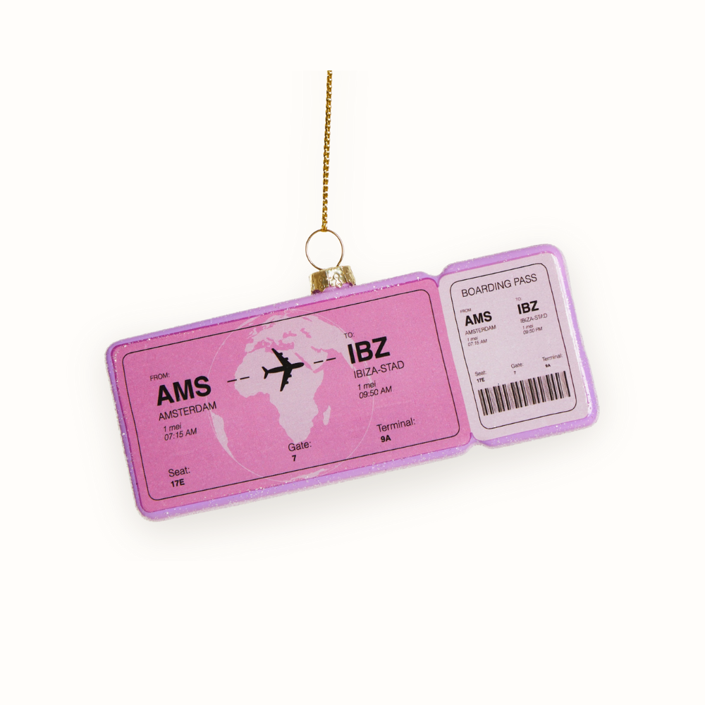 Boarding Pass Ornament Amsterdam - Ibiza