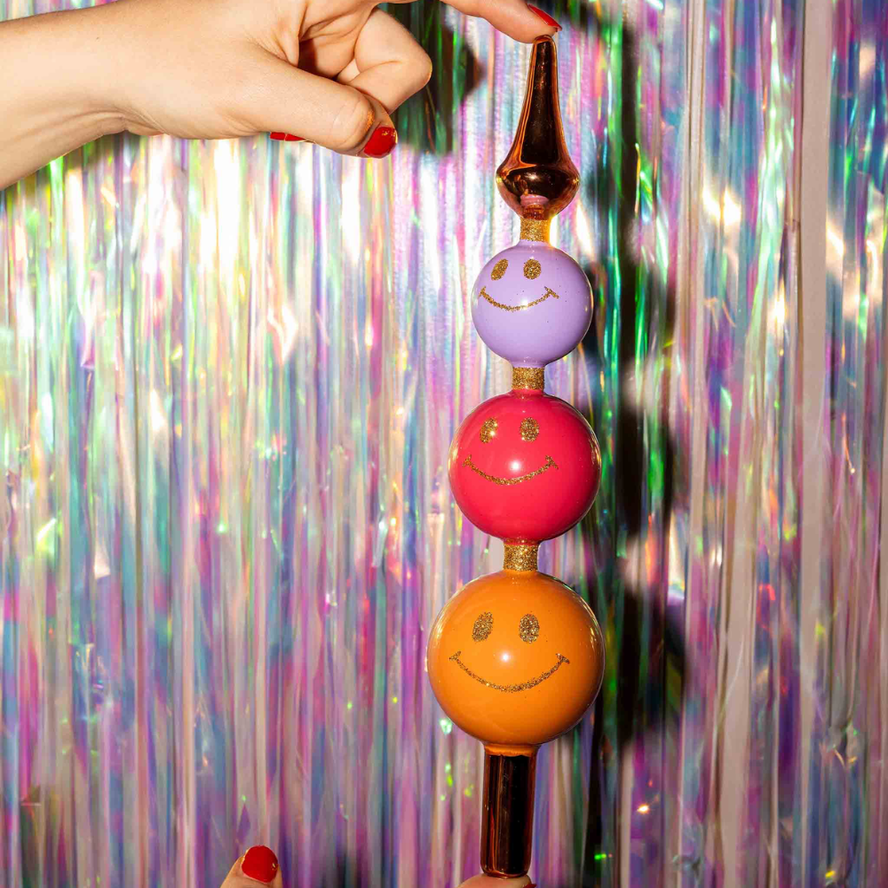 Smiley Tree Topper Gold